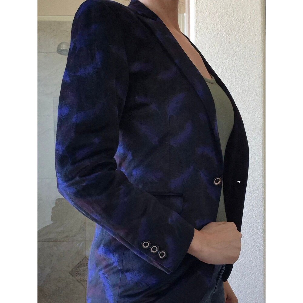 Kowaun keenly, Feather design, Korean Silk Velvet Blazer 38R